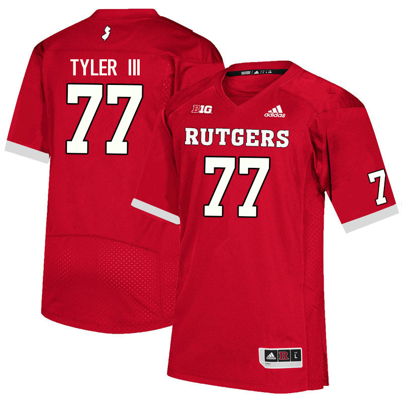 Men #77 Willie Tyler III Rutgers Scarlet Knights College Football Jerseys Sale-Scarlet - Click Image to Close